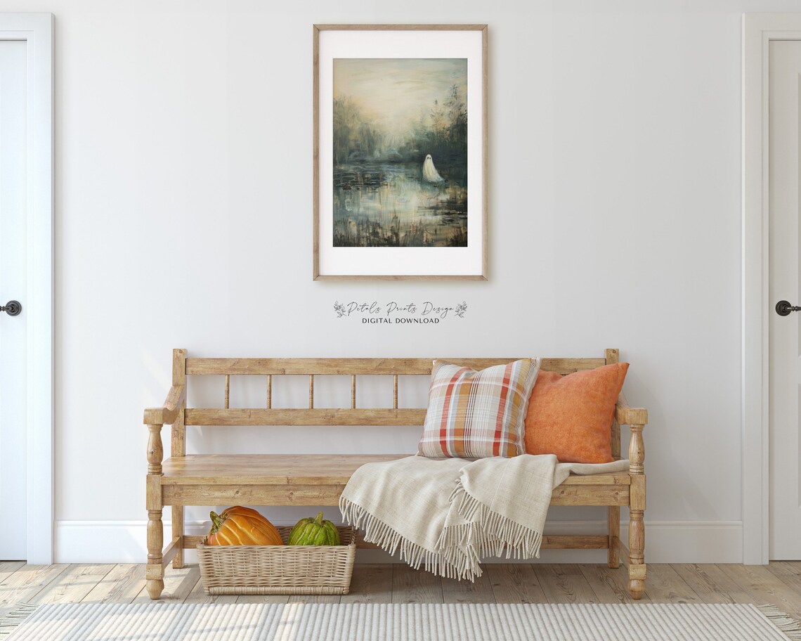 Ghosts Halloween Vintage Art Print, Cute Field Scene - Image 3