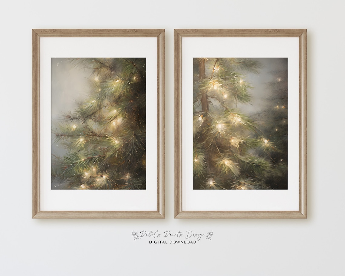 Evergreen Christmas Art Print, Rustic Vintage Holiday