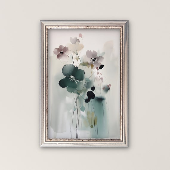 Abstract Floral Art Print Neutral Botanical Oil Painting