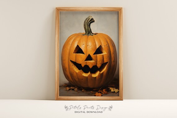 Vintage Halloween Pumpkin Painting Rustic Fall Decor