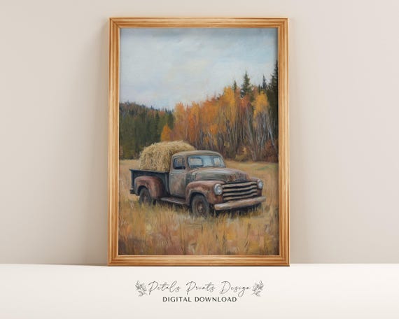 Rustic Fall Landscape Print Vintage Autumn Moody Countryside Painting Farmhouse Decor Fall Wall Print Autumn Landscape Earth Tone
