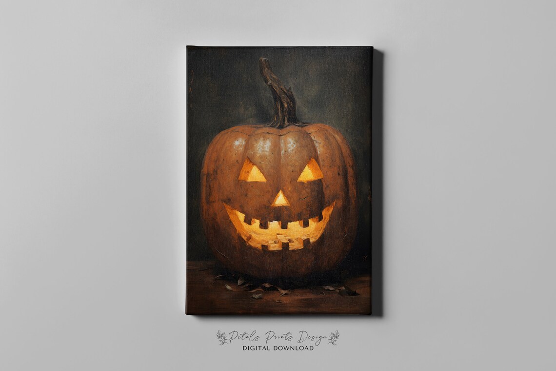 Vintage Pumpkin Halloween Art Print, Rustic Decor - Image 3