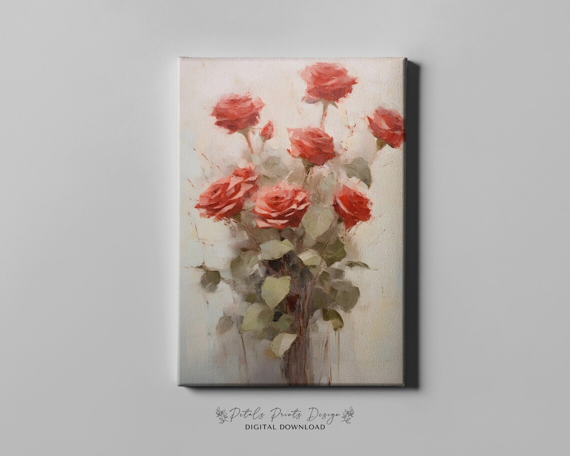 Valentine Red Pink Roses Watercolor Art Print - Image 4