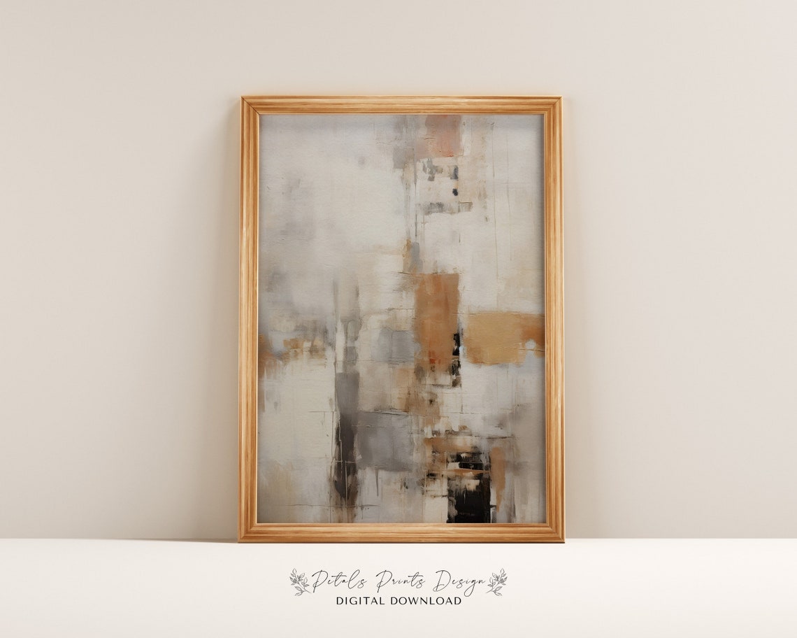 Soft Gray Beige Neutral Abstract Tan Block Minimalist Art Poster