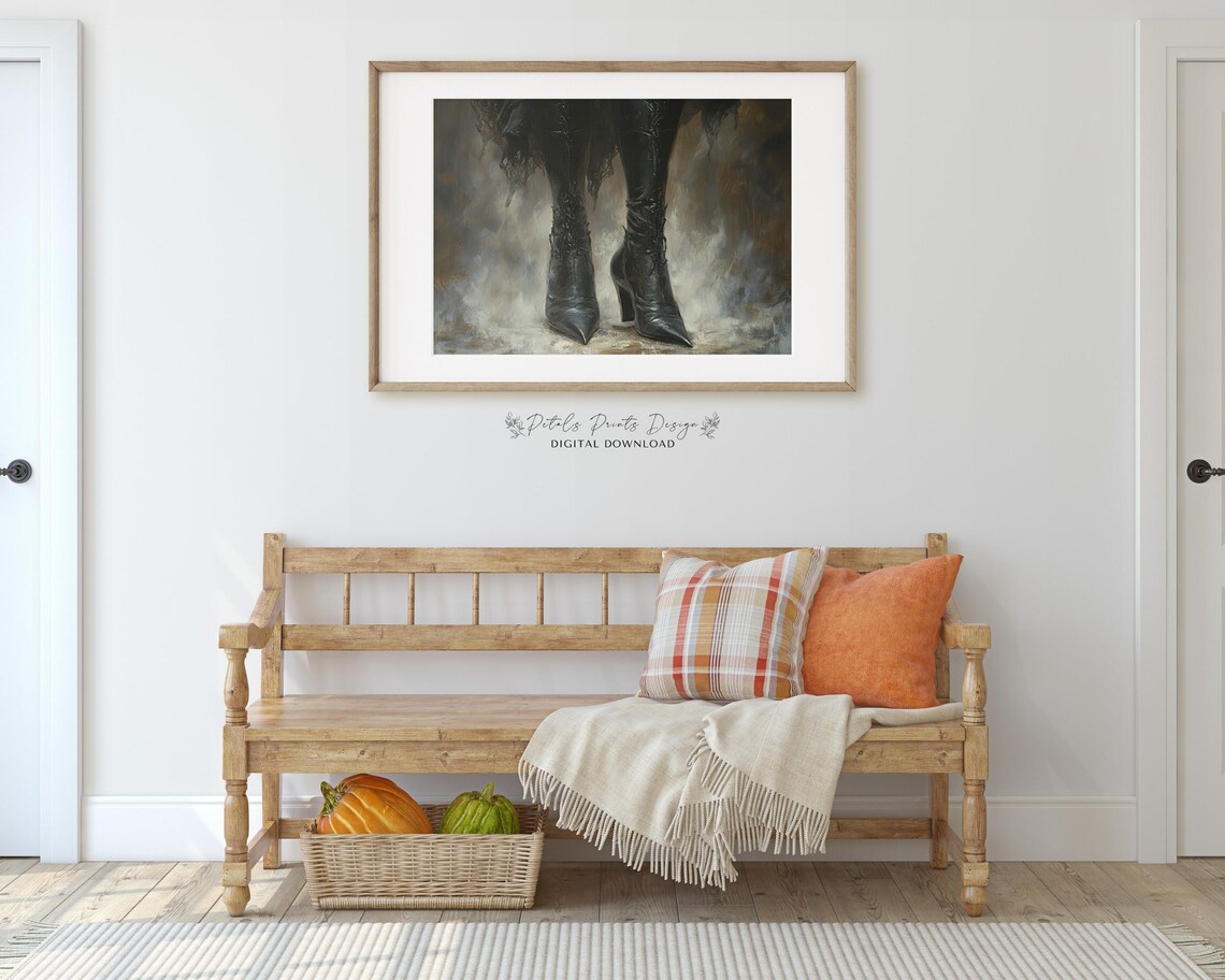 Vintage Witch Shoes Halloween Decor Art Print - Image 3