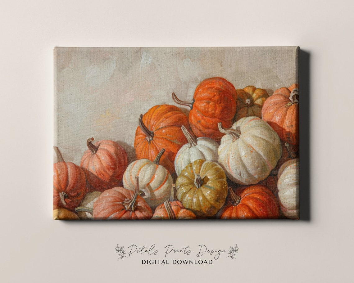 Rustic Pumpkin Still Life Painting Fall Harvest Thanksgiving Art Print - Image 4