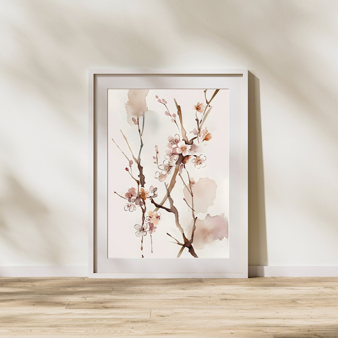 Cherry Blossom Watercolor Art Print Botanical Wall Decor