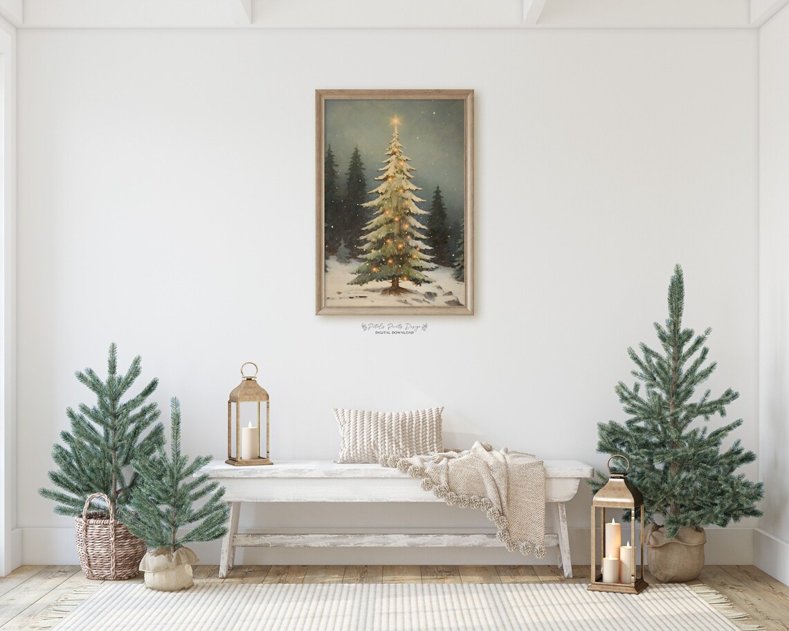 Vintage Christmas Trees Holiday Art Print - Image 3