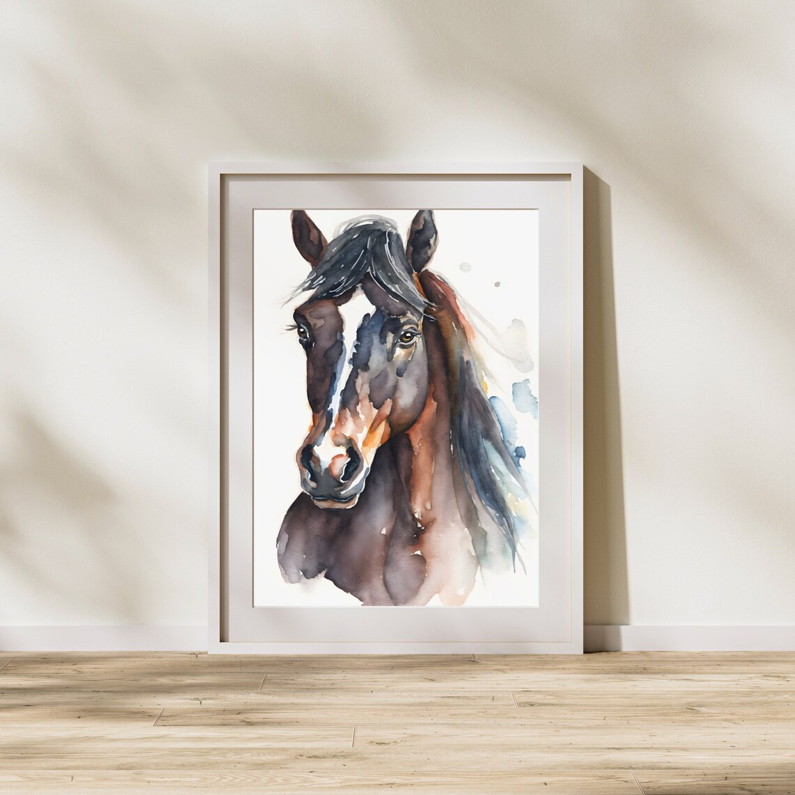 Rustic Watercolor Horse Portrait, Wall Art Print
