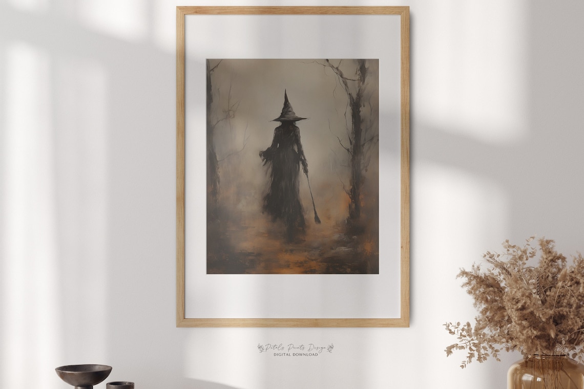 Vintage Witch Halloween Rustic Decor Art Print - Image 2