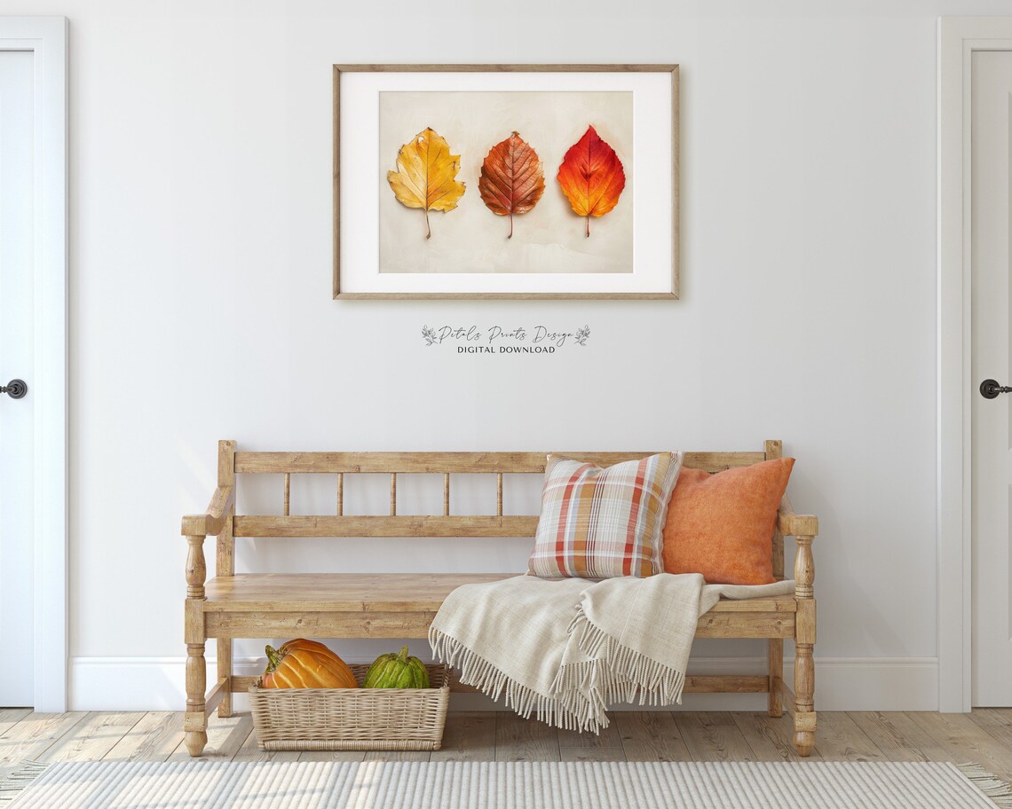 Fall Leaf Still Life Painting, Rustic Vintage Autumn Print - Image 3