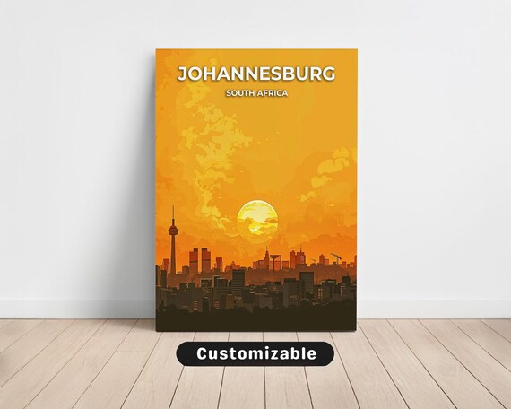 Johannesburg South Africa Sunset Skyline Travel Canvas Art Poster