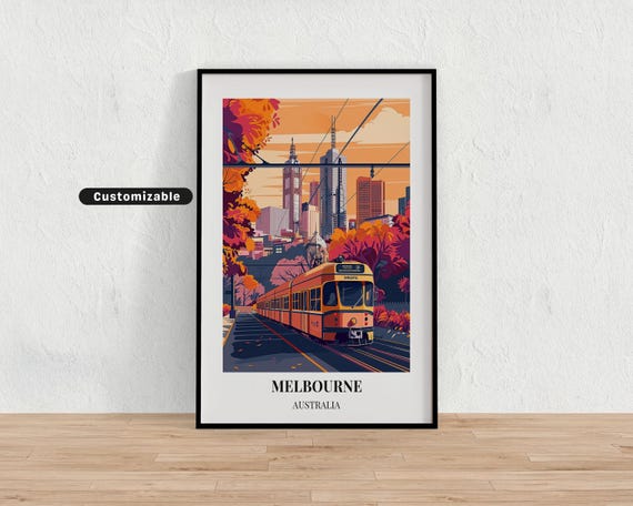 Melbourne Australia Travel Poster Custom Wall Art