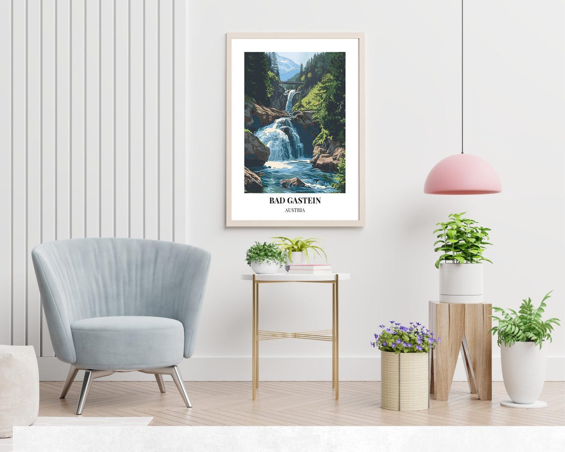 Bad Gastein Austria Summer Waterfall Alpine Mountain Stream Poster - Image 2