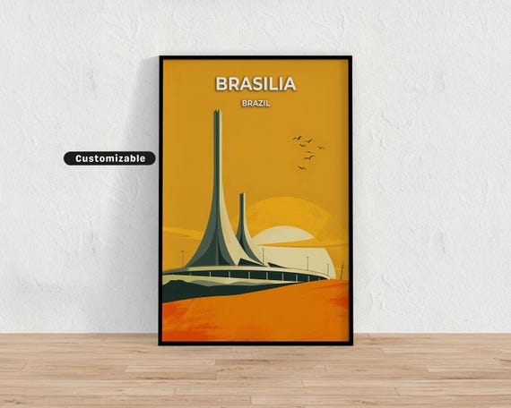 Braslia Brazil Travel Poster Custom Wall Art