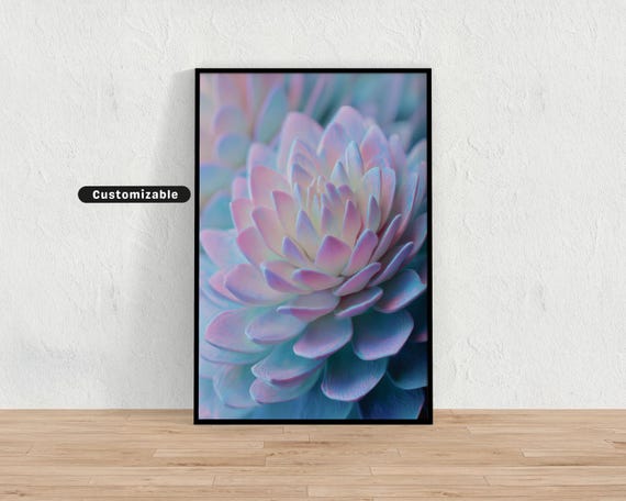 Abstract Succulent Form In Pastel Shades Minimal Botanical Wall Art Neutral Nature Print