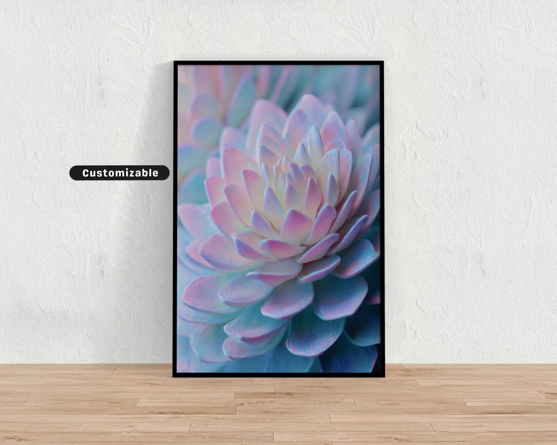 Abstract Succulent Form In Pastel Shades Minimal Botanical Wall Art Neutral Nature Print