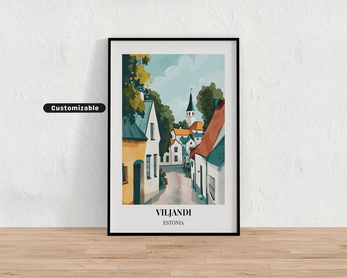 Viljandi Estonia Old Town Street Charming Europe Travel Poster
