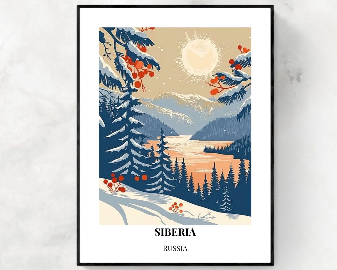 Siberia Travel Print Wall Art Siberia Russian City Print Siberia Travel Gift Siberia City Poster Travel Gift