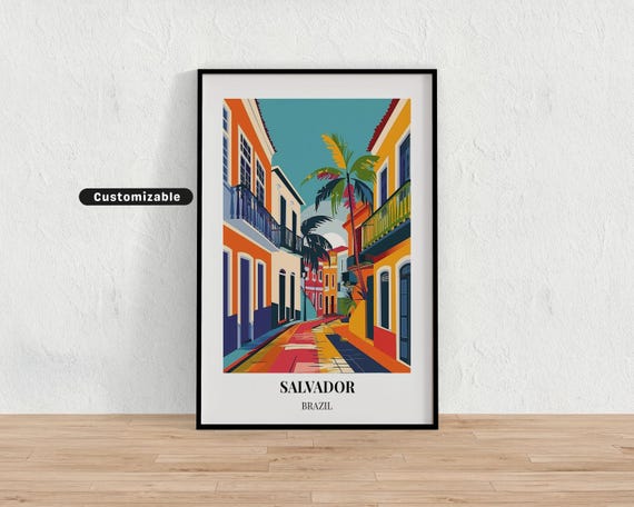 Salvador Brazil Travel Poster Custom Wall Art