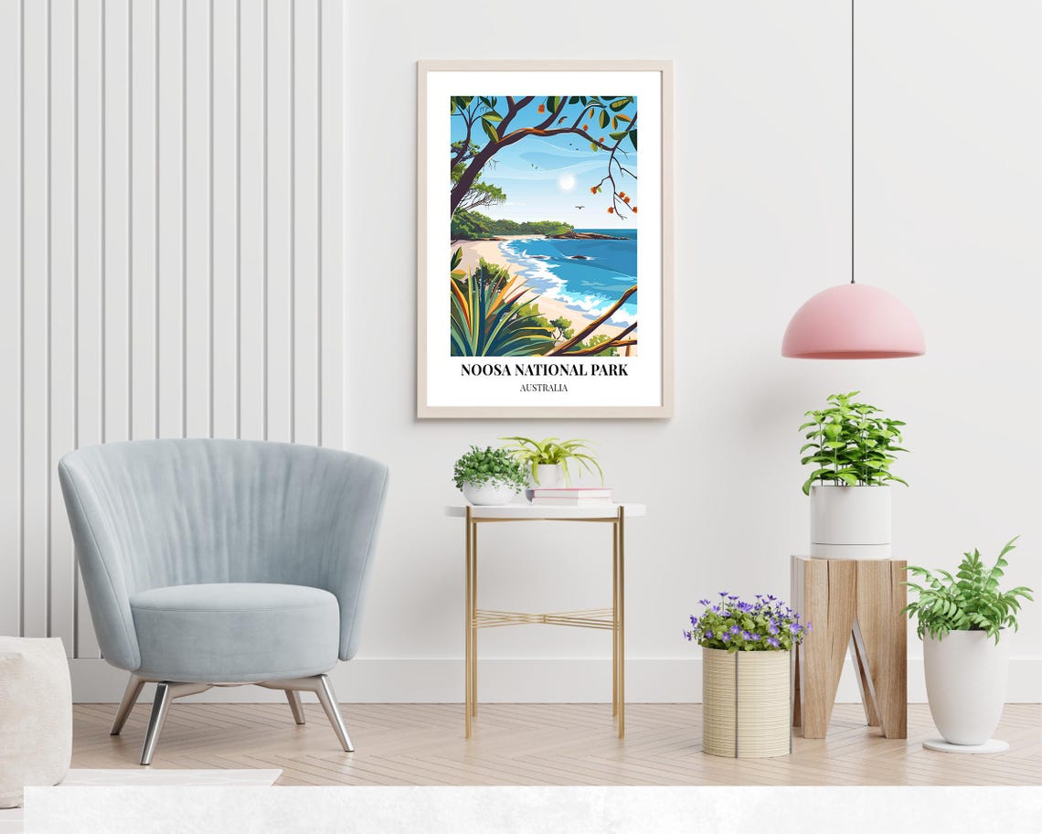 Noosa National Park Quiet Beach Framed By Trees Travel Poster - Image 2