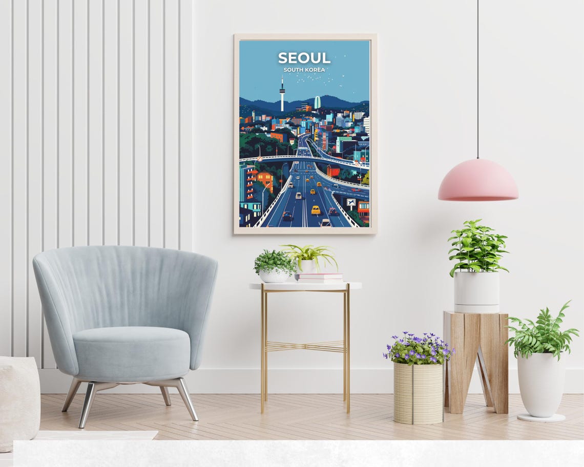 Seoul Travel Print Wall Art Seoul South Korea City Print Seoul Travel Gift Seoul City Poster Travel Gift Wall Art - Image 2