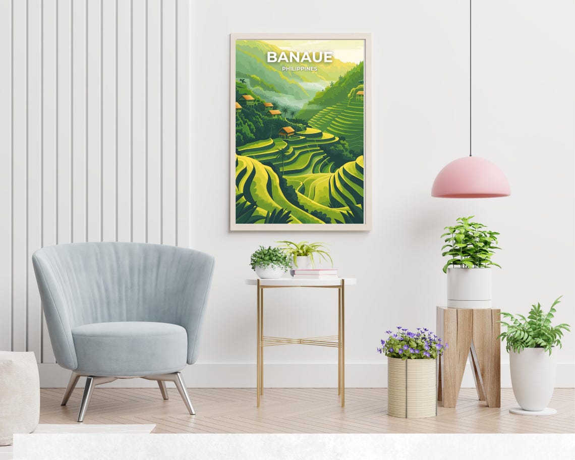 Banaue Green Rice Terraces and Mountain Huts Philippines Poster - Image 2