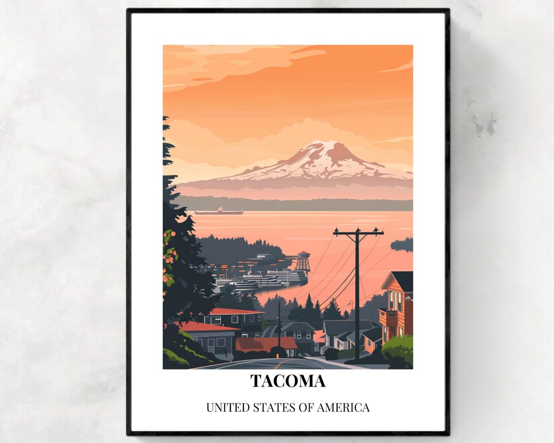 Tacoma Travel Print Wall Art Tacoma Washington City Print Tacoma Travel Gift Tacoma City Poster Travel Gift