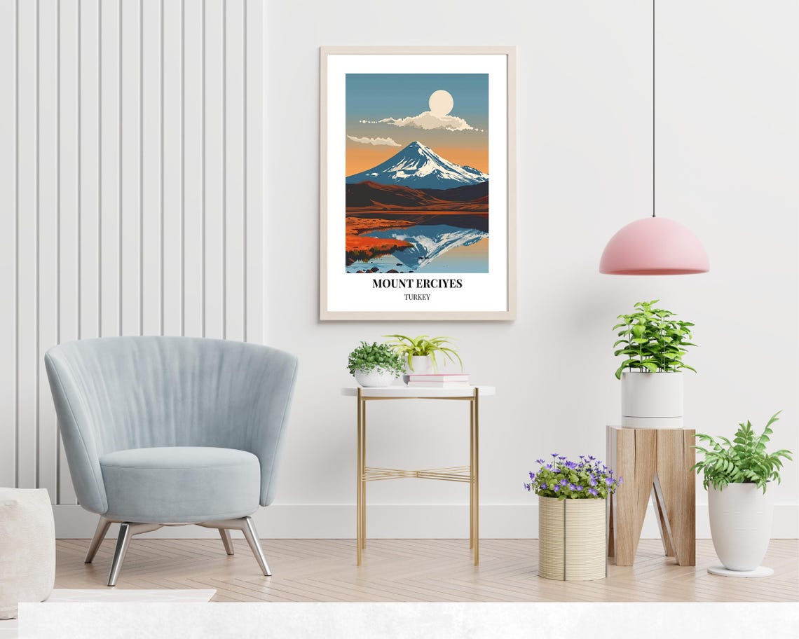 Mount Erciyes Turkey Sunset Peak Mirrored in Calm Water Poster - Image 2