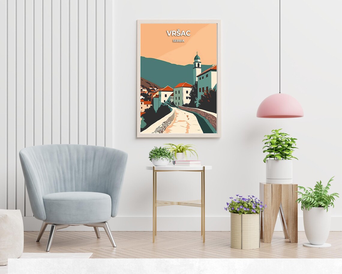Vrsac Serbia Old Town Church Tower Hill Village Travel Poster - Image 2