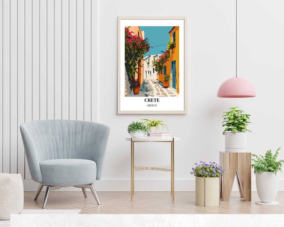 Crete Greece Bougainvillea Alley in a Sunlit Island Village Poster - Image 2