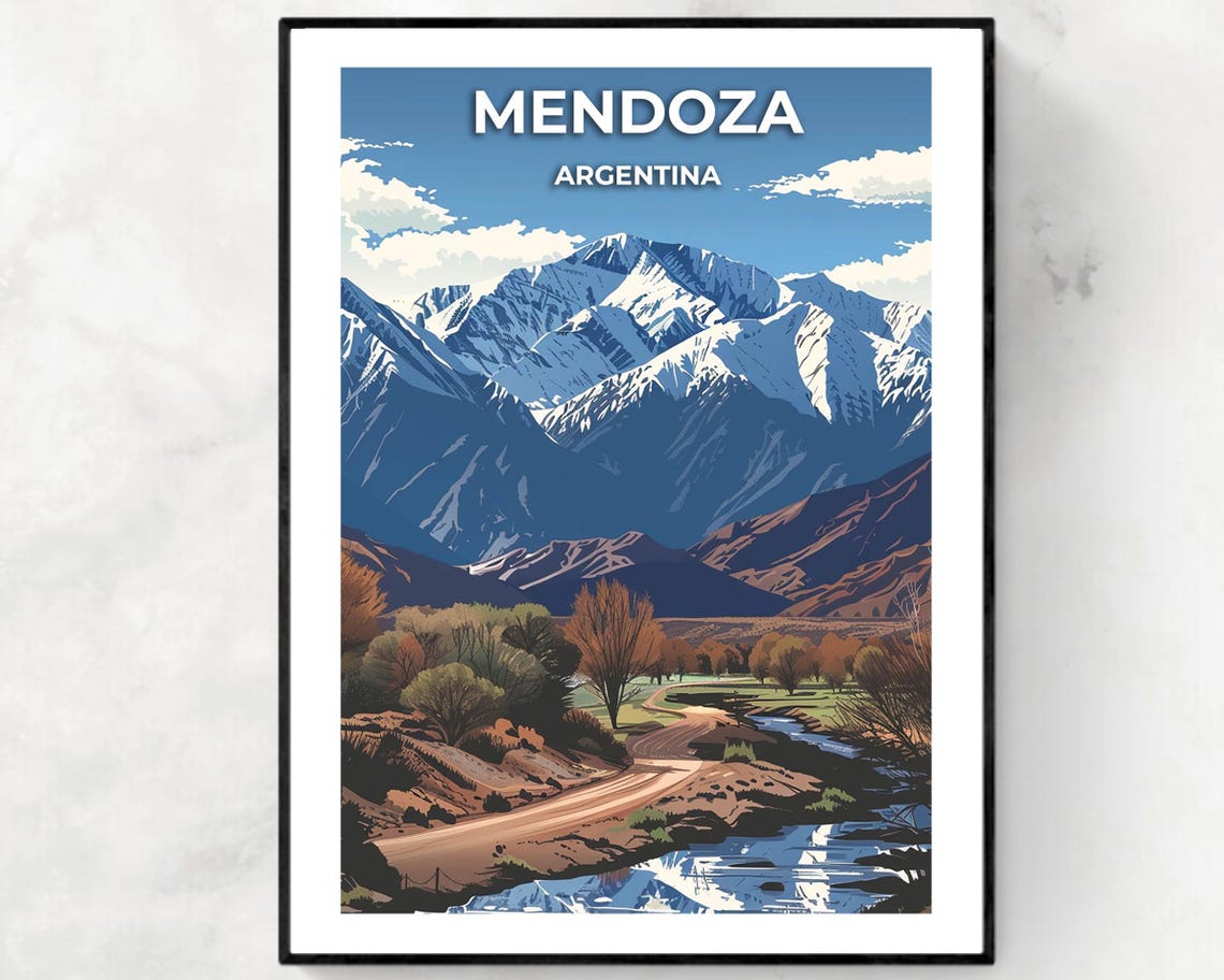 Mendoza Travel Print Wall Art Mendoza Argentina City Print Mendoza Travel Gift Mendoza City Poster Travel Gift