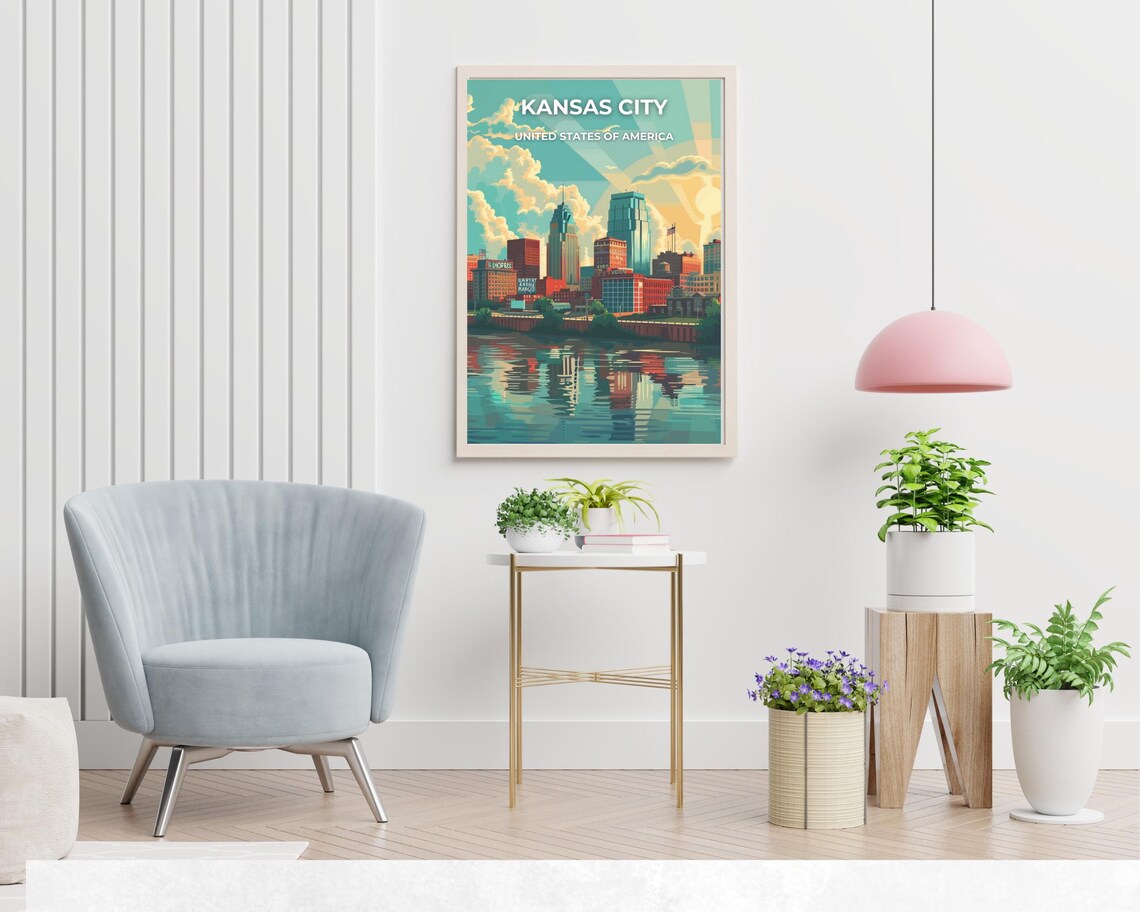 Kansas City Missouri Downtown Skyline Morning Light Travel Poster - Image 2
