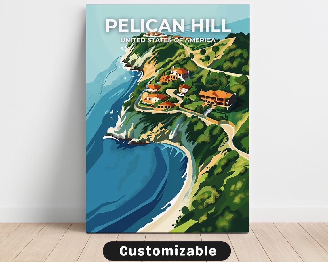 Pelican Hill California Coastal Cliffs Travel Canvas Wall Art