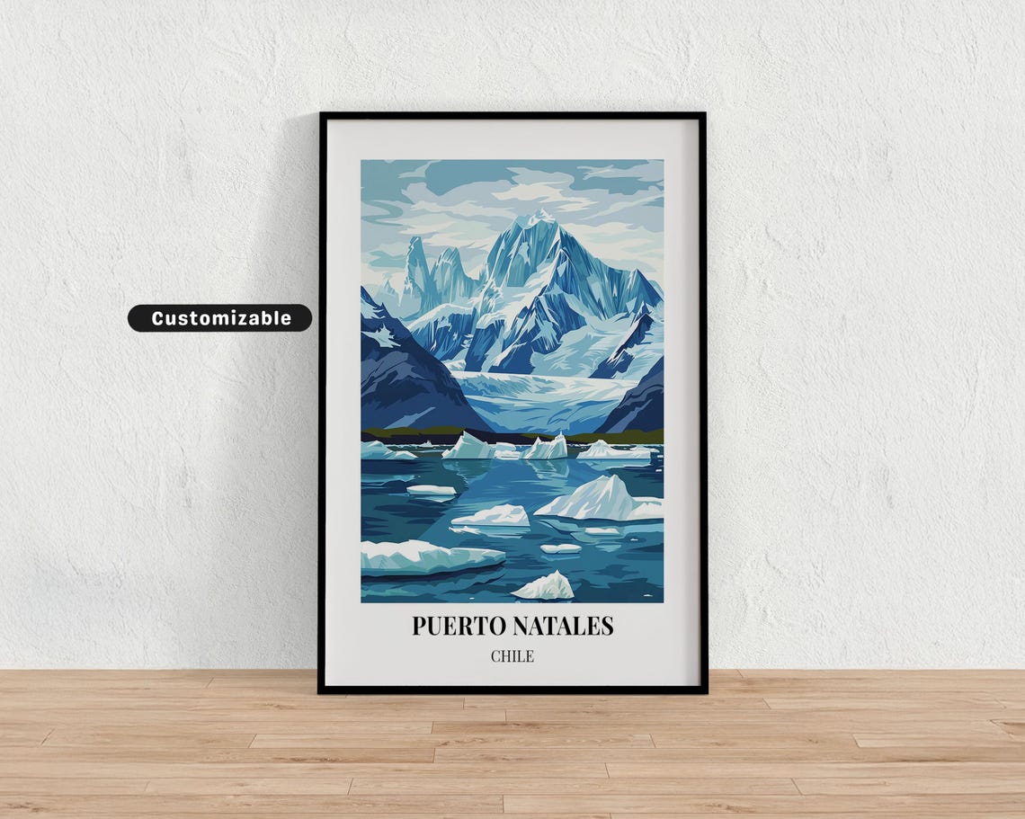 Puerto Natales Chile Travel Poster Custom Wall Art
