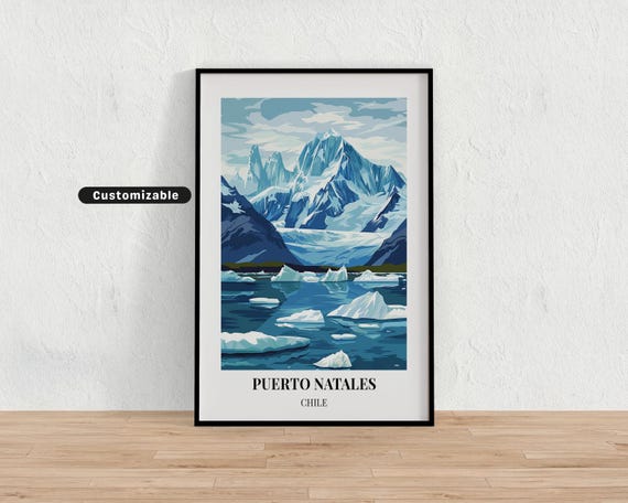 Puerto Natales Chile Travel Poster Custom Wall Art