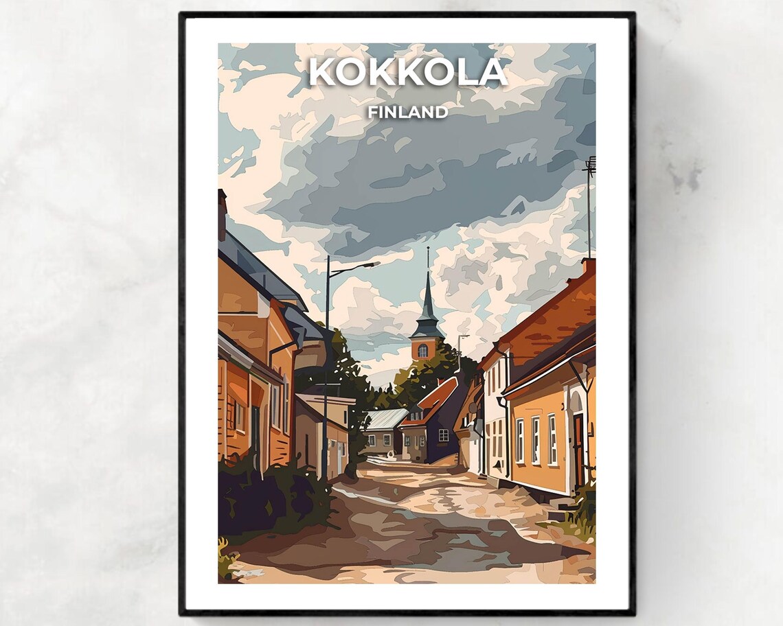 Kokkola Finland Sunlit Old Wooden House Street Travel Poster