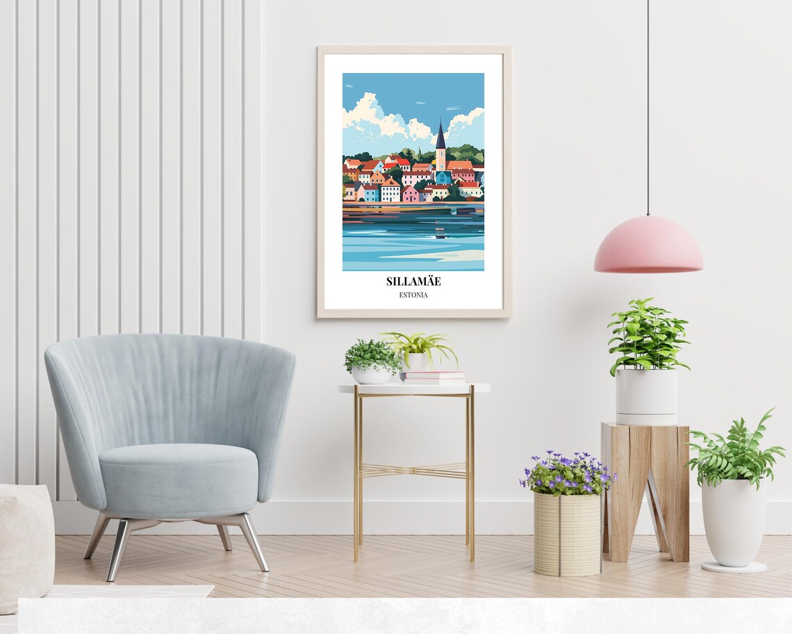 Sillamäe Estonia Harbor Town Church Spire Daytime Sky Art Poster - Image 2