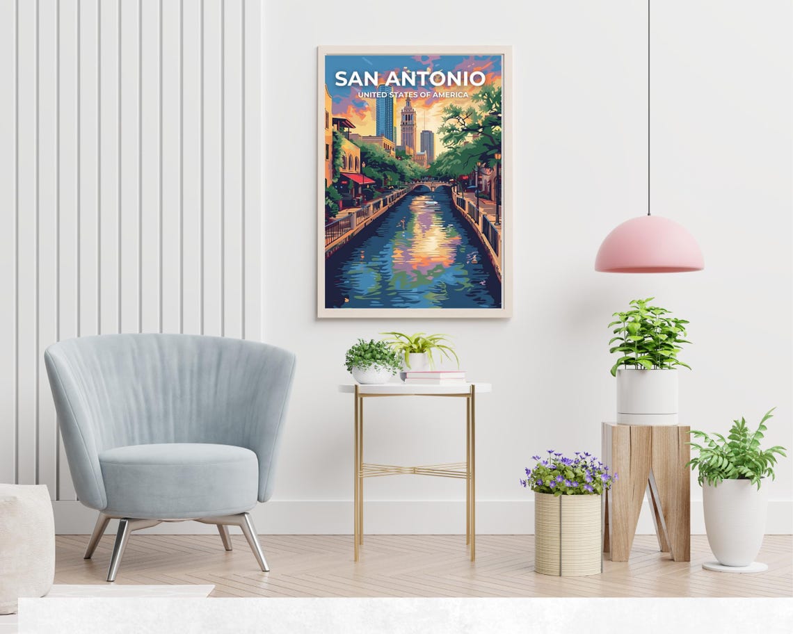 San Antonio Travel Print Wall Art San Antonio United States City Print San Antonio Travel Gift San Antonio City Poster Travel Gift - Image 2