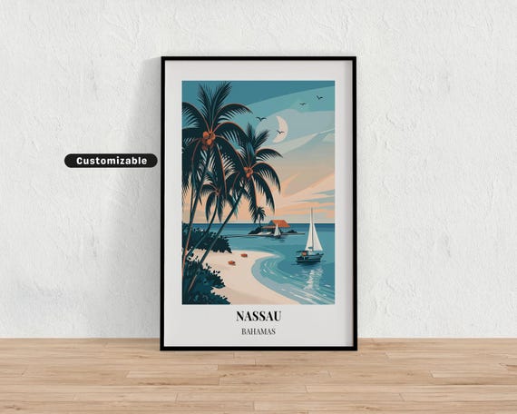 Nassau Bahamas Travel Poster Custom Wall Art
