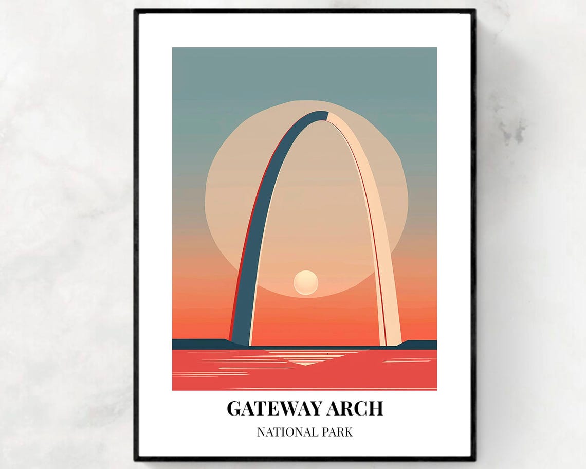 Gateway Arch National Park Minimalist Gradient Sunset Poster