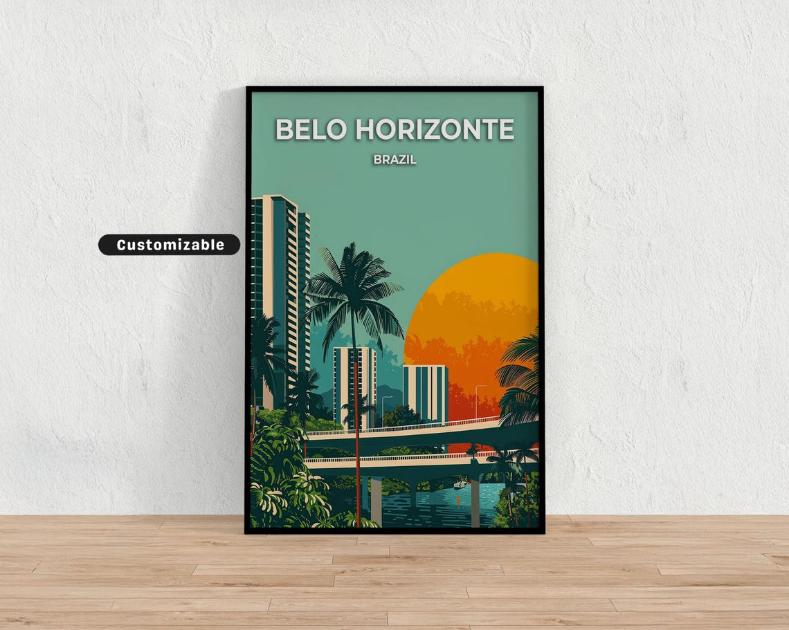 Belo Horizonte Brazil Travel Poster Custom Wall Art