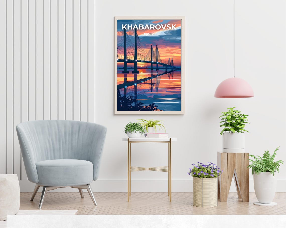 Khabarovsk Bridge Travel Print Wall Art Khabarovsk Russia City Print Khabarovsk Bridge Travel Gift Khabarovsk Bridge Poster Wall Art - Image 2