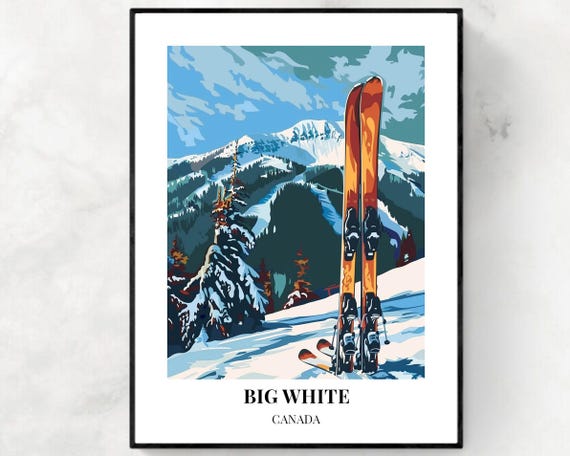 Big White Travel Print Big White Ski Poster Canada Ski Poster Big White Ski Resort Print