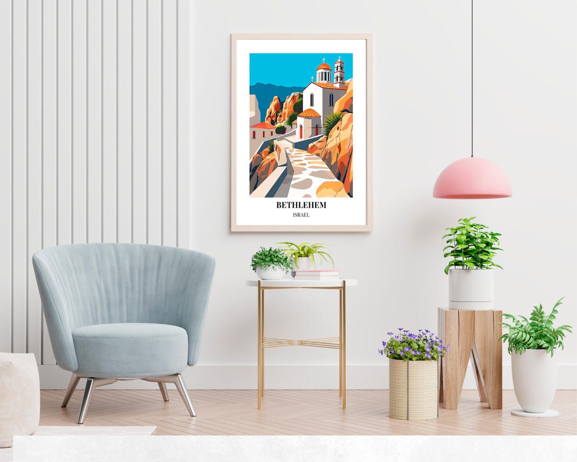 Bethlehem Israel White Chapel On A Rocky Hillside Path Poster - Image 2