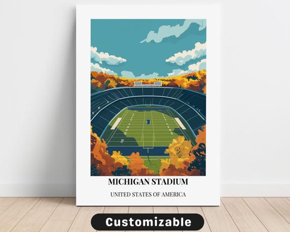 Michigan Stadium Usa Travel Canvas Poster Custom Wall Art