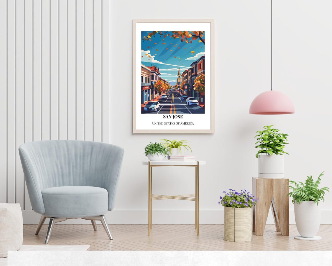 San Jose Travel Print Wall Art San Jose United States City Print San Jose Travel Gift San Jose City Poster Wall Art - Image 2