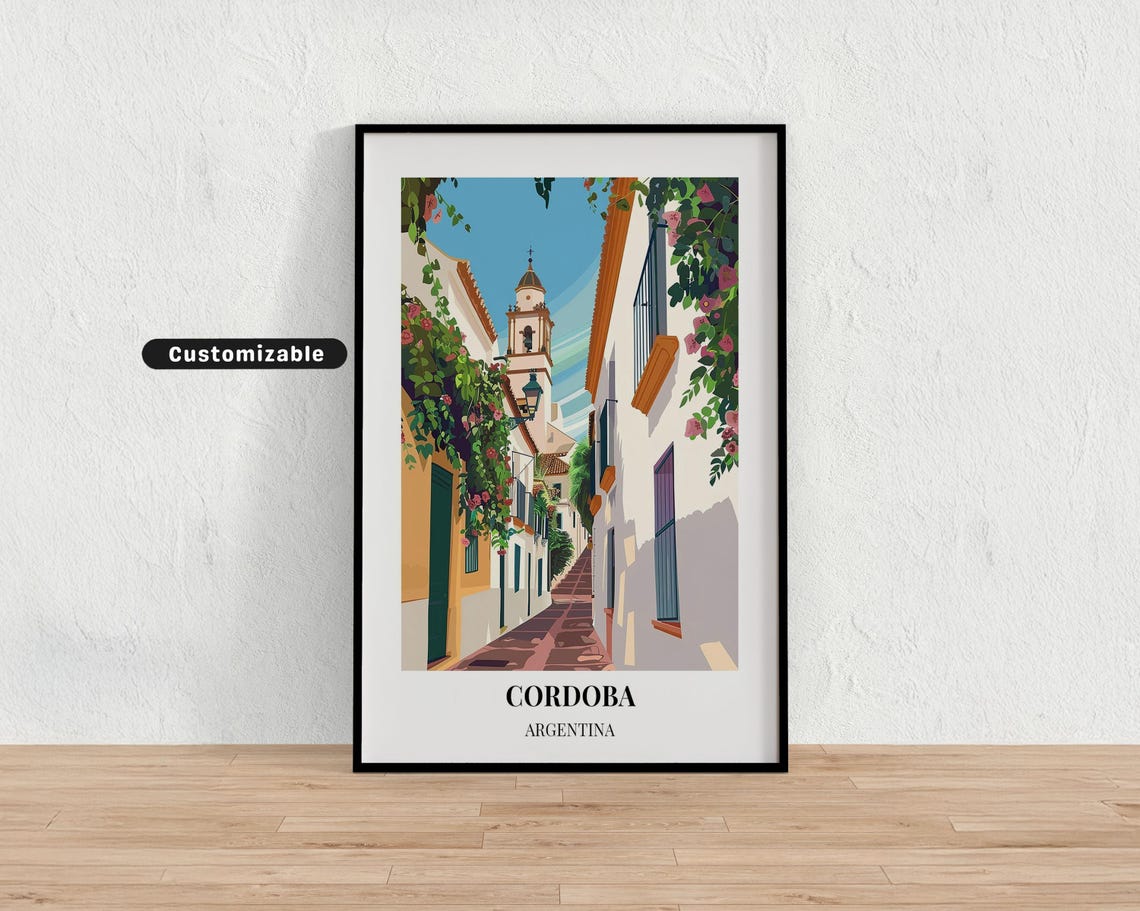 Crdoba Argentina Travel Poster Custom Wall Art