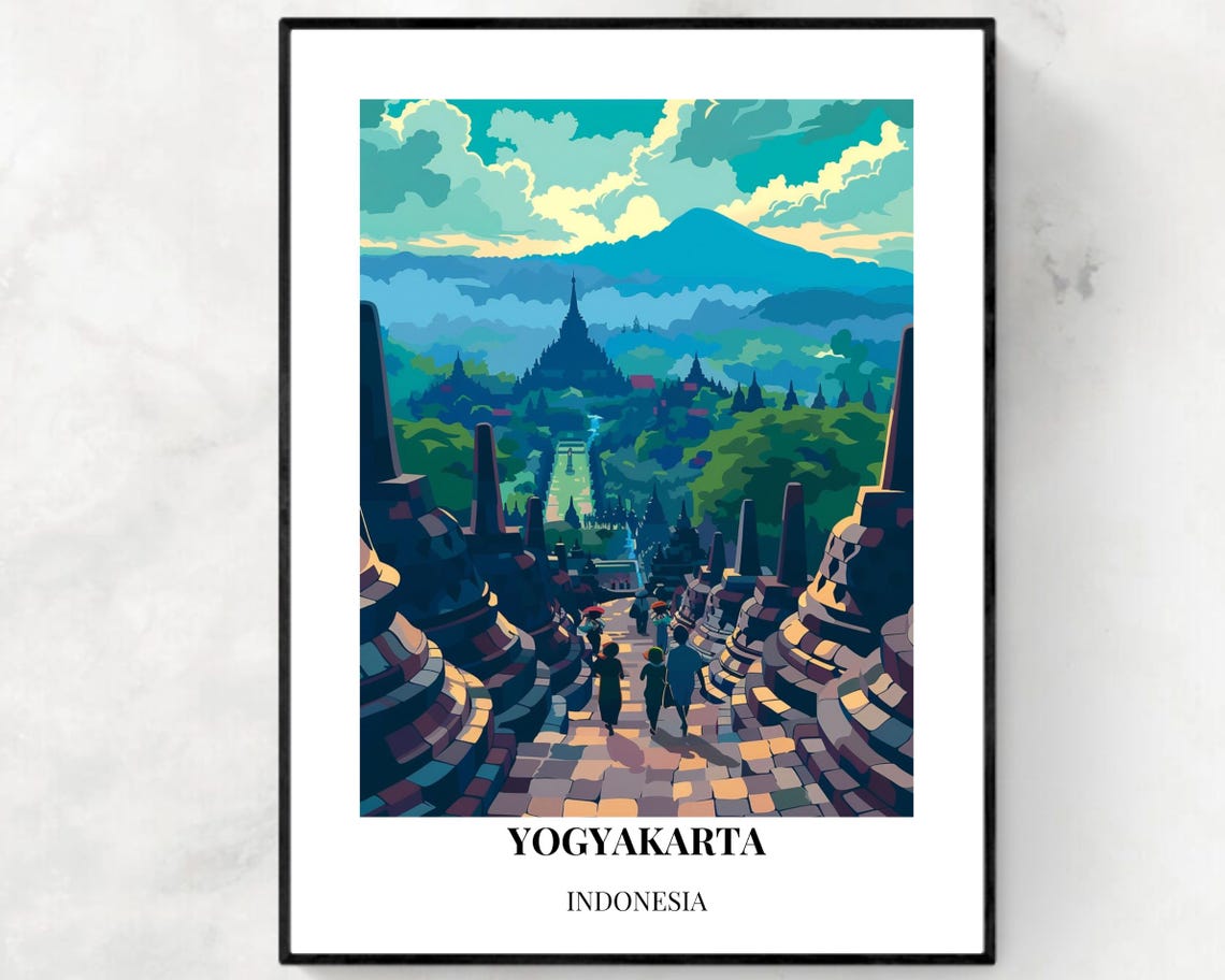 Borobudur Temple Travel Print Wall Art Yogyakarta Indonesia City Print Borobudur Temple Travel Gift Borobudur Temple Poster Wall Art