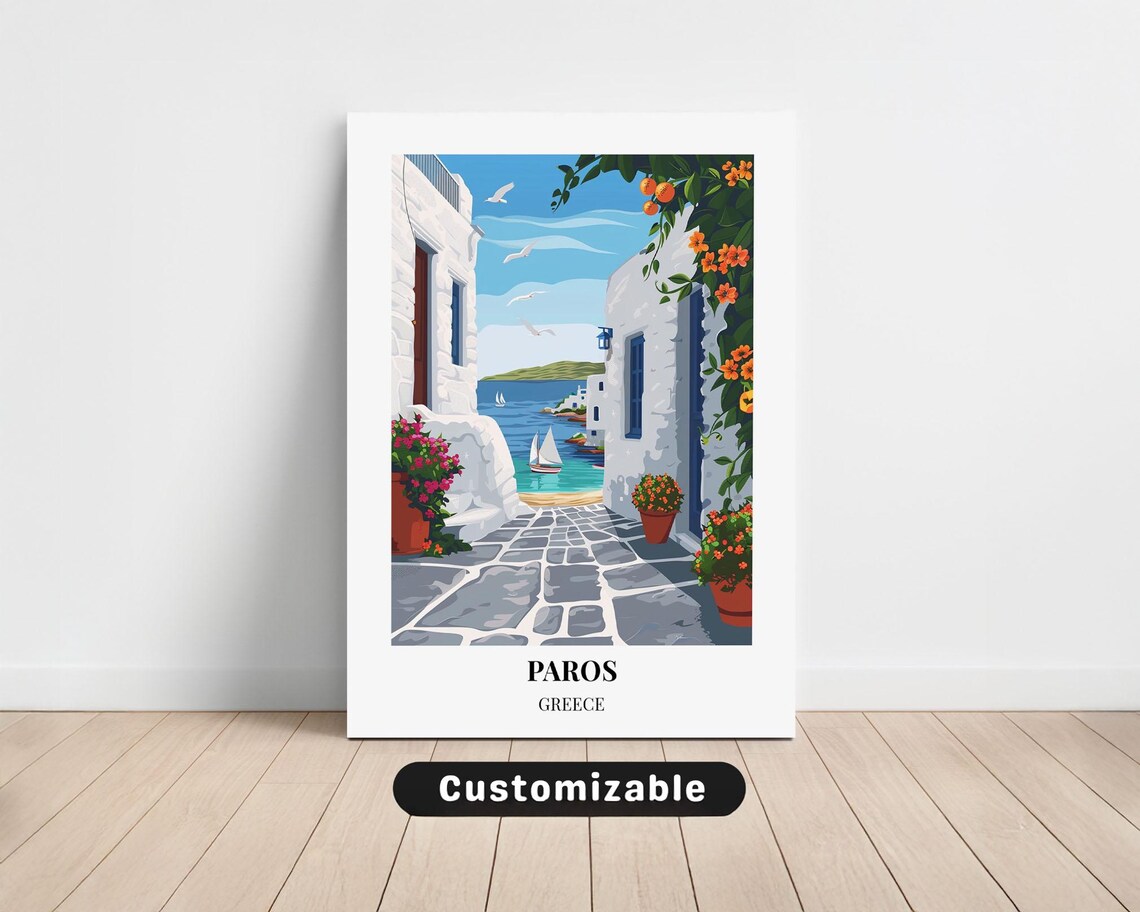 Paros Greece Travel Whitewashed Alley Seaside Cyclades View Art Print